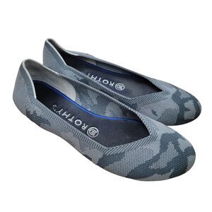 Rothy's Size 8 The Flat Retired Gray Camo Red Bottom Round Toe Ballet Flats